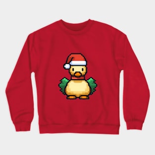 Cute Christmas Duck in Santa hat Pixel art Crewneck Sweatshirt